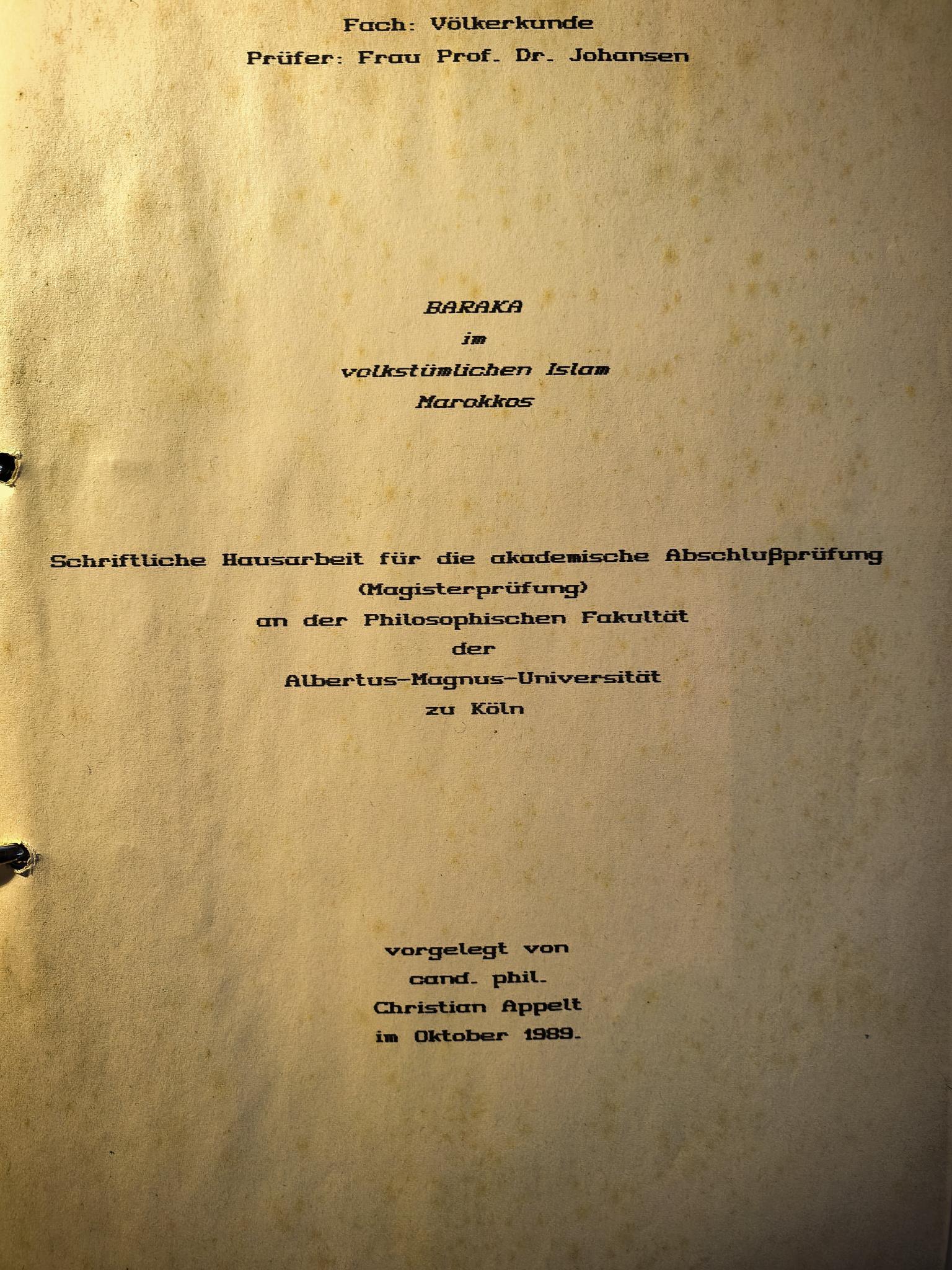 Original der Abschlussarbeit Baraka 1989